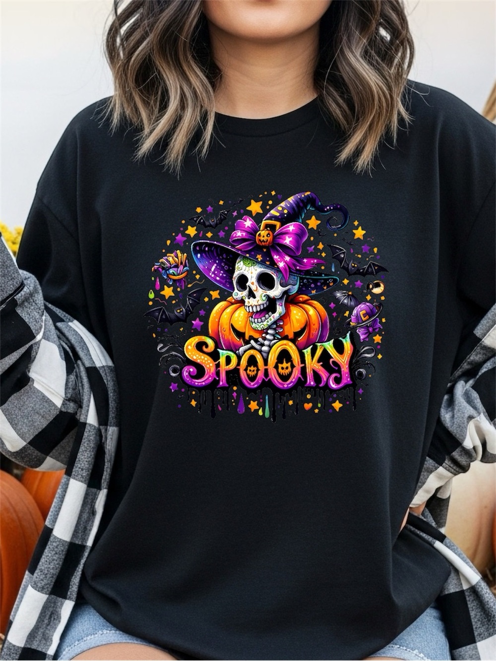 Spooky Halloween Skull Graphic Tee - Black NEW made to order as m lxl pick 1